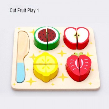 Wooden Toy Kitchen Cut Fruits Vegetables Dessert Kids Cooking Kitchen Toy Food Pretend Play Puzzle Educational Toys for Children