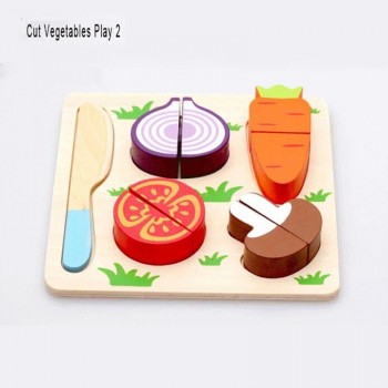 Wooden Toy Kitchen Cut Fruits Vegetables Dessert Kids Cooking Kitchen Toy Food Pretend Play Puzzle Educational Toys for Children
