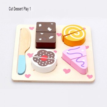 Wooden Toy Kitchen Cut Fruits Vegetables Dessert Kids Cooking Kitchen Toy Food Pretend Play Puzzle Educational Toys for Children
