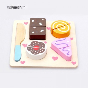 Wooden Toy Kitchen Cut Fruits Vegetables Dessert Kids Cooking Kitchen Toy Food Pretend Play Puzzle Educational Toys for Children