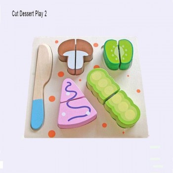 Wooden Toy Kitchen Cut Fruits Vegetables Dessert Kids Cooking Kitchen Toy Food Pretend Play Puzzle Educational Toys for Children