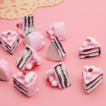 10pcs Kawaii Flat Back Diy Miniature Artificial Fake Food Cake Resin Cabochon Decorative Craft Play Doll House Toy