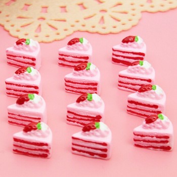 10pcs Kawaii Flat Back Diy Miniature Artificial Fake Food Cake Resin Cabochon Decorative Craft Play Doll House Toy