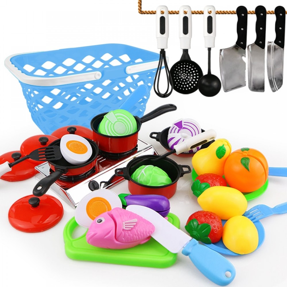 30Pcs DIY Cute Cutting Fruit Vegetable Pretend Play Toy Set Kitchen Food Cook Cosplay Girls Children Kid Educational Toy Gift