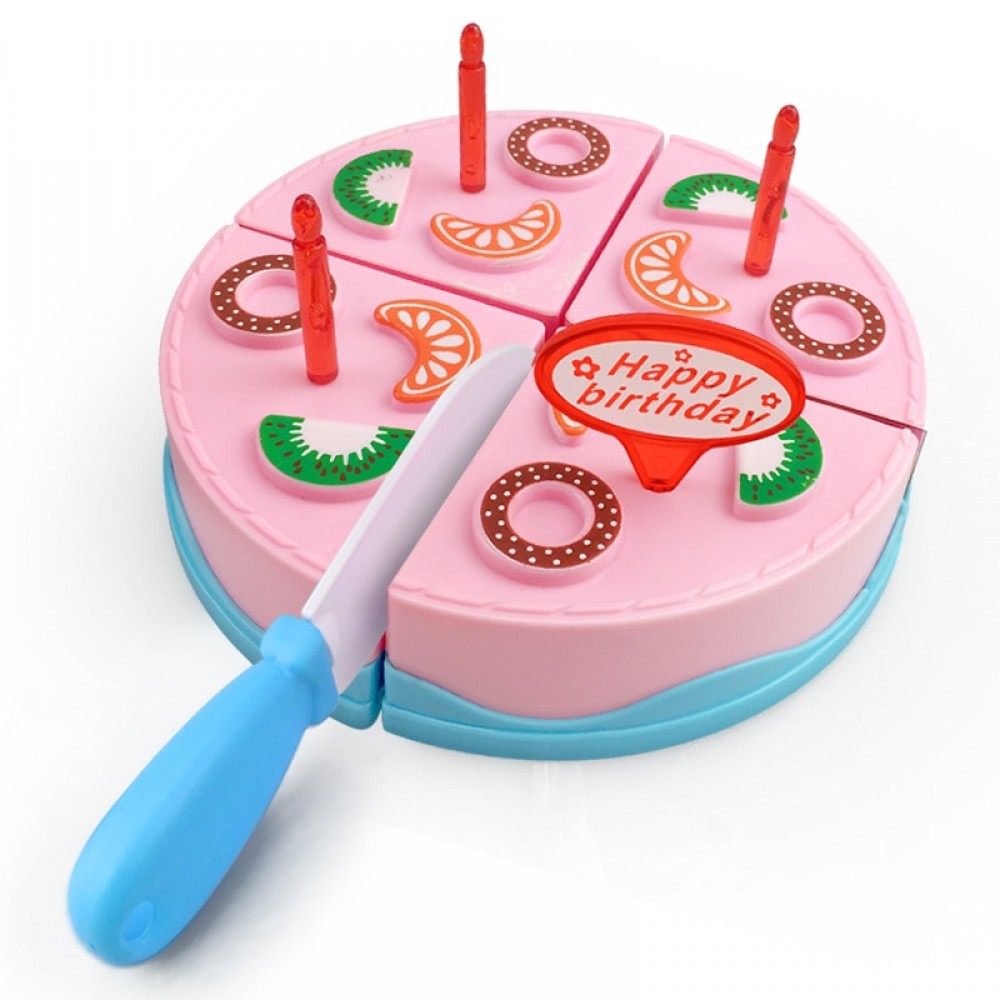 9PCS DIY Birthday Cake Cutting Pretend Play House Food Set Pink Blue Colors Educational Kitchen Toys Gift for Girls Kid Children