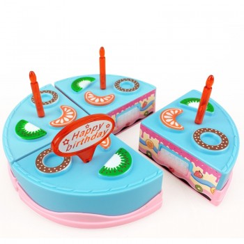 9PCS DIY Birthday Cake Cutting Pretend Play House Food Set Pink Blue Colors Educational Kitchen Toys Gift for Girls Kid Children