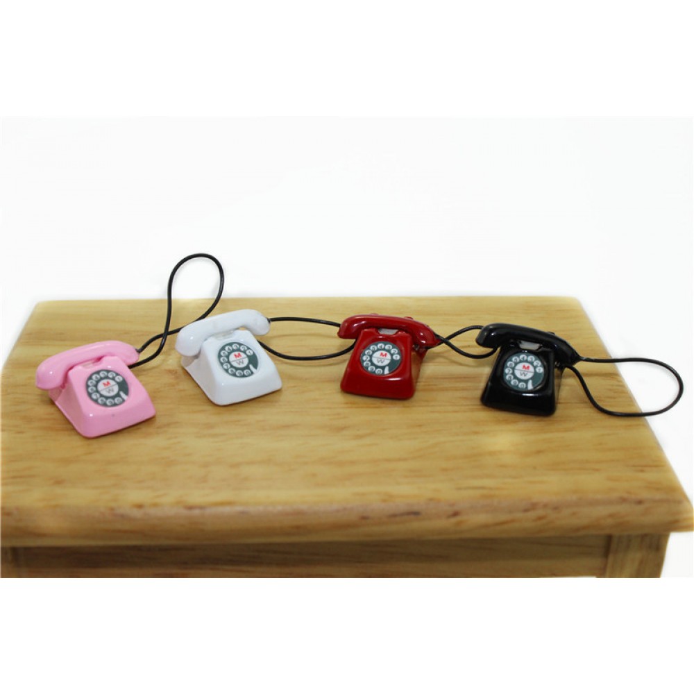 1:12 Scale BJD mini Home wired telephone Dollhouse Miniature Toy Doll Food Kitchen living room Accessories