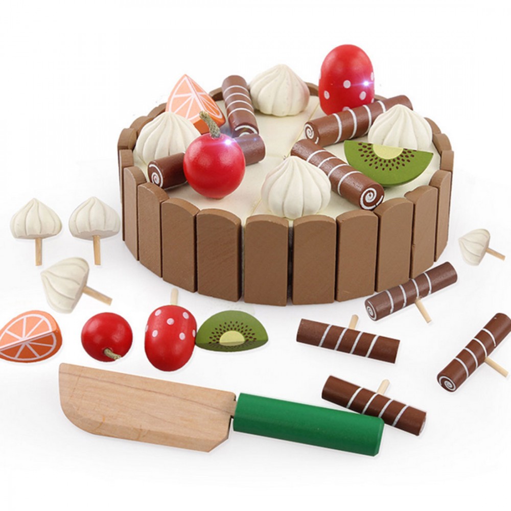 Wooden baby Kitchen Toys pretend play cutting cake Play Food Kids toys Wooden Birthday Cake Cocina De Juguete Children Toy Gifts
