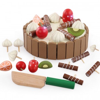Wooden baby Kitchen Toys pretend play cutting cake Play Food Kids toys Wooden Birthday Cake Cocina De Juguete Children Toy Gifts
