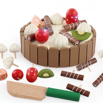 Wooden baby Kitchen Toys pretend play cutting cake Play Food Kids toys Wooden Birthday Cake Cocina De Juguete Children Toy Gifts