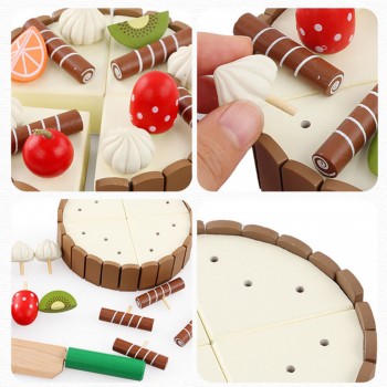 Wooden baby Kitchen Toys pretend play cutting cake Play Food Kids toys Wooden Birthday Cake Cocina De Juguete Children Toy Gifts
