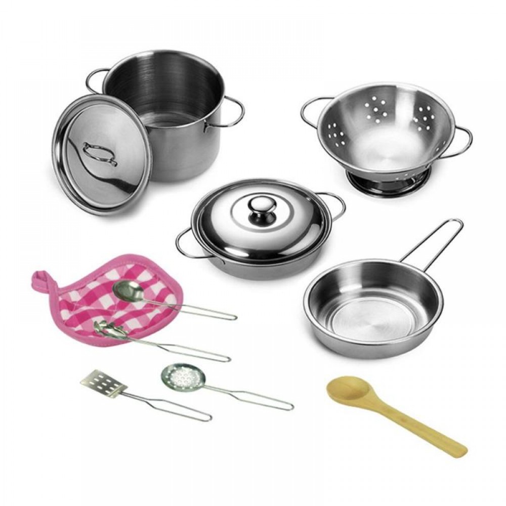 12pcs Kitchen Stainless Steel Cooking Toys Kit Kids Mini Pretend Play Tool Simulation Cooking Pots Pans Food Kids Babies Gifts