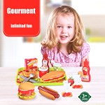 Kids Plastic Food Toy Hamburger and Hot Dogs Play Kitchen Food Set with Accessories Pretend Play Kitchen Set Educational Toys