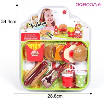 Kids Plastic Food Toy Hamburger and Hot Dogs Play Kitchen Food Set with Accessories Pretend Play Kitchen Set Educational Toys