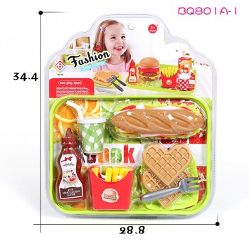 Kids Plastic Food Toy Hamburger and Hot Dogs Play Kitchen Food Set with Accessories Pretend Play Kitchen Set Educational Toys