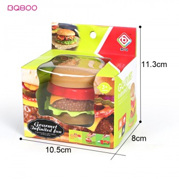 Kids Plastic Food Toy Hamburger and Hot Dogs Play Kitchen Food Set with Accessories Pretend Play Kitchen Set Educational Toys