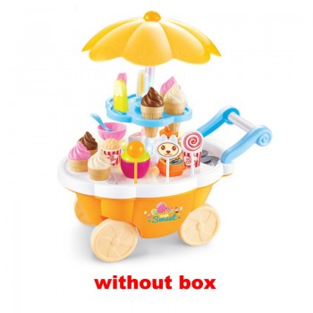 QWZ 39pcs Kids Simulation Candy Ice Cream Trolley Mini Pusher Car Toy Candy Ice Cream Supermarket Music Kids Pretend Play Toys