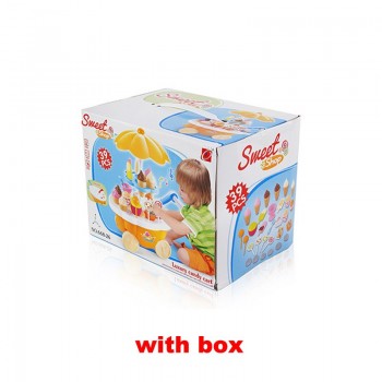 QWZ 39pcs Kids Simulation Candy Ice Cream Trolley Mini Pusher Car Toy Candy Ice Cream Supermarket Music Kids Pretend Play Toys