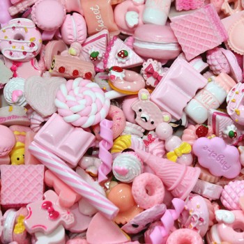 10pcs Cute Mini Play Toy Food Cake Biscuit Donuts Miniature Dolls House Girls Cartoon Series Kitchen Toy Phonecase DIY Accessory