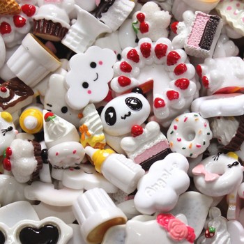 10pcs Cute Mini Play Toy Food Cake Biscuit Donuts Miniature Dolls House Girls Cartoon Series Kitchen Toy Phonecase DIY Accessory