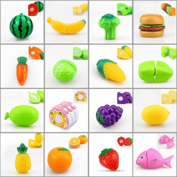 New Cutting Fruit Vegetable Toy Pretend Play Kitchen Toys Play House Miniature Plastic Cooking Food Kids Girls Educational Gift