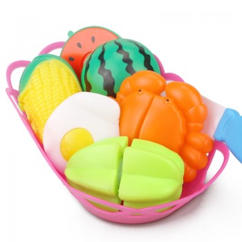 New Cutting Fruit Vegetable Toy Pretend Play Kitchen Toys Play House Miniature Plastic Cooking Food Kids Girls Educational Gift