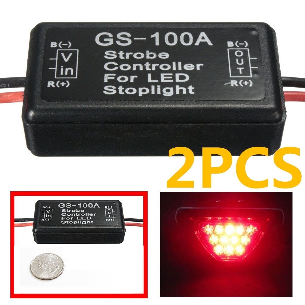 2Pcs GS-100A Car Truck LED Brake Stop Light Flash Strobe Controller Flasher Module