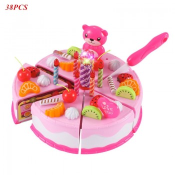 38-80pcs DIY Pretend Play Fruit Cutting Birthday Cake Kitchen Food Toys Cocina De Juguete Toy Children Girls Christmas Gift Toys