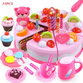 38-80pcs DIY Pretend Play Fruit Cutting Birthday Cake Kitchen Food Toys Cocina De Juguete Toy Children Girls Christmas Gift Toys