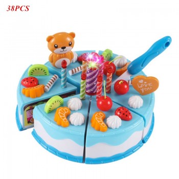 38-80pcs DIY Pretend Play Fruit Cutting Birthday Cake Kitchen Food Toys Cocina De Juguete Toy Children Girls Christmas Gift Toys