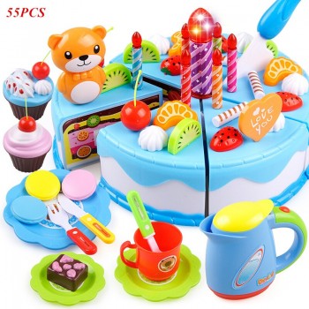 38-80pcs DIY Pretend Play Fruit Cutting Birthday Cake Kitchen Food Toys Cocina De Juguete Toy Children Girls Christmas Gift Toys