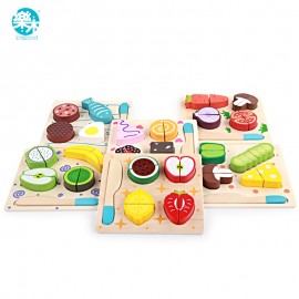 Logwood Wooden toys wooden kitchen cutting fruit and vegetables board real life toy 6 models kid children Educational baby toys