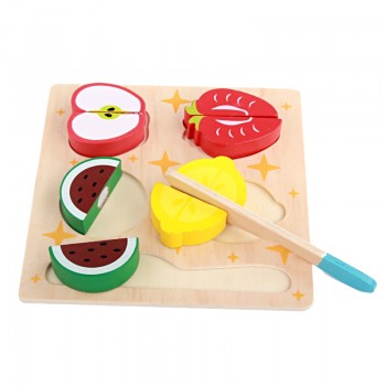 Logwood Wooden toys wooden kitchen cutting fruit and vegetables board real life toy 6 models kid children Educational baby toys