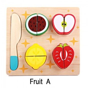 Logwood Wooden toys wooden kitchen cutting fruit and vegetables board real life toy 6 models kid children Educational baby toys