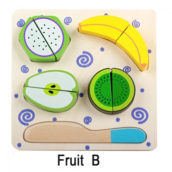 Logwood Wooden toys wooden kitchen cutting fruit and vegetables board real life toy 6 models kid children Educational baby toys