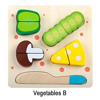 Logwood Wooden toys wooden kitchen cutting fruit and vegetables board real life toy 6 models kid children Educational baby toys