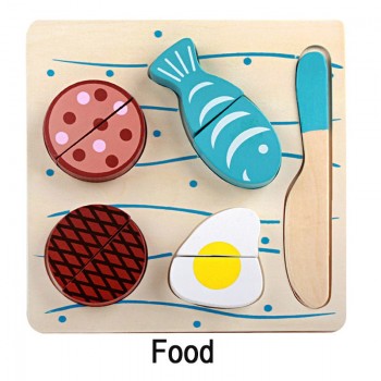Logwood Wooden toys wooden kitchen cutting fruit and vegetables board real life toy 6 models kid children Educational baby toys
