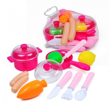 Children play house play set simulation tableware kettle cup fruit and vegetable puzzle early education toys