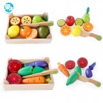 Wooden Kitchen Toys Cutting Fruit Vegetable Play miniature Food Kids Wooden baby early education food toys