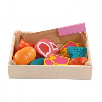 Wooden Kitchen Toys Cutting Fruit Vegetable Play miniature Food Kids Wooden baby early education food toys