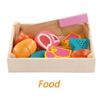 Wooden Kitchen Toys Cutting Fruit Vegetable Play miniature Food Kids Wooden baby early education food toys