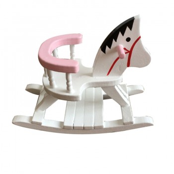 Dollhouse Miniature White Wooden Rocking Horse Chair Nursery Room Furniture 1:12 Doll House Accessories Toys for Children 20