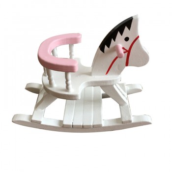 Dollhouse Miniature White Wooden Rocking Horse Chair Nursery Room Furniture 1:12 Doll House Accessories Toys for Children 20