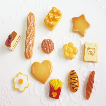 Creative Kawaii Kids Toys 10pcs New Flat Back Resin Cabochon Artificial Miniature Fake Food Bread High Quality