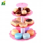 BEI JESS 23PCS Girl Pink Cake Tower Mini Cookie Food Set Plastic Kitchen Toys Kids Pretend Play Birthday Gift