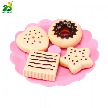 BEI JESS 23PCS Girl Pink Cake Tower Mini Cookie Food Set Plastic Kitchen Toys Kids Pretend Play Birthday Gift