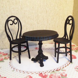 1/12 Scale Dollhouse Miniatures Black/White Dining Table Chairs Model Toys Set Living Room Furniture Accessories