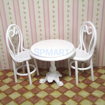 1/12 Scale Dollhouse Miniatures Black/White Dining Table Chairs Model Toys Set Living Room Furniture Accessories