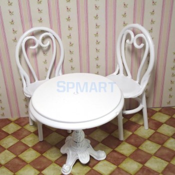 1/12 Scale Dollhouse Miniatures Black/White Dining Table Chairs Model Toys Set Living Room Furniture Accessories