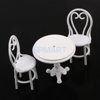 1/12 Scale Dollhouse Miniatures Black/White Dining Table Chairs Model Toys Set Living Room Furniture Accessories